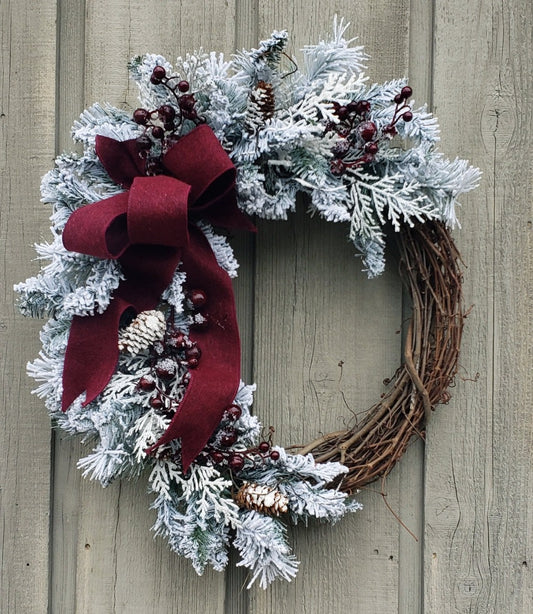 Flocked Winter Wreath