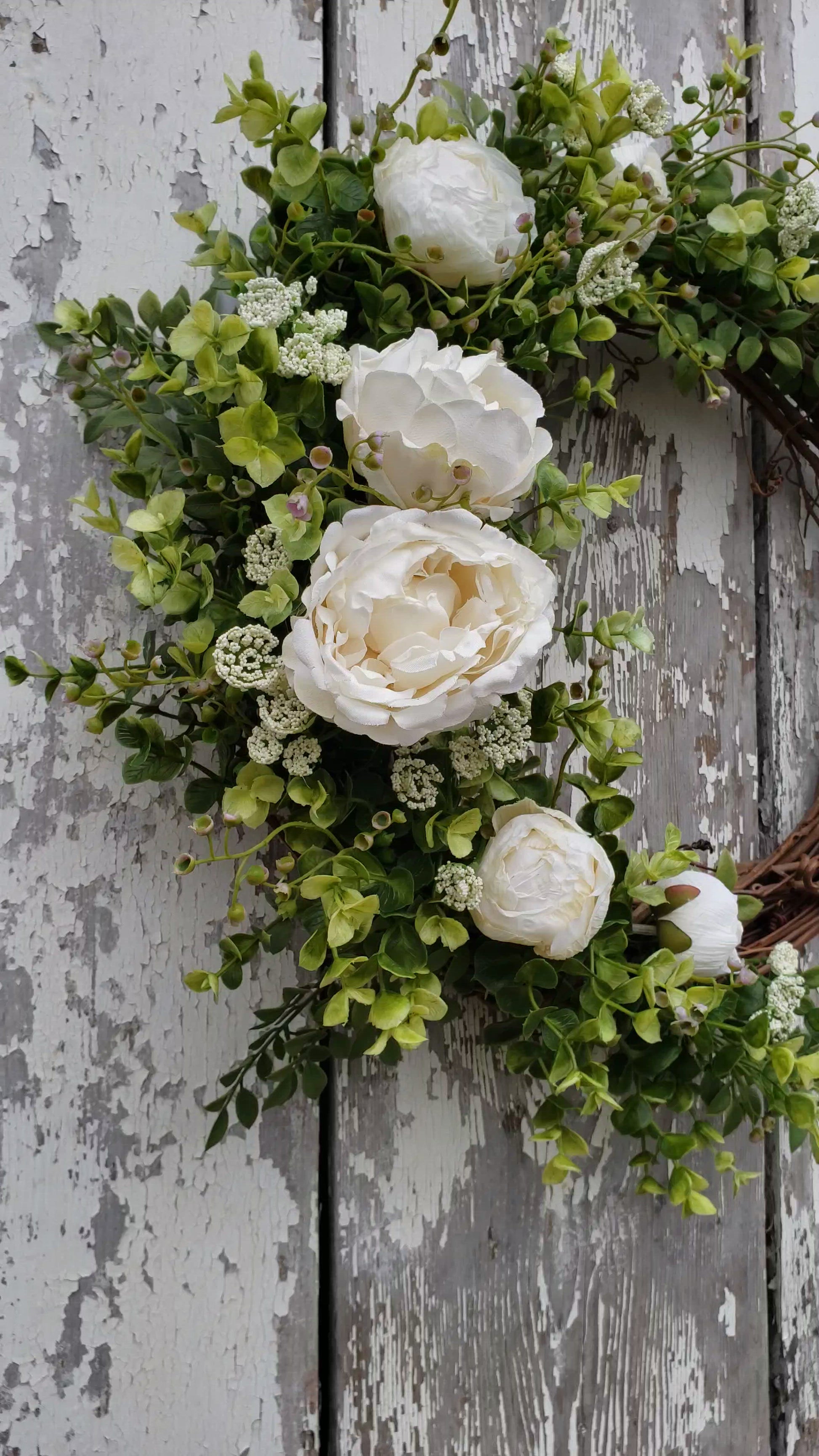 Peony basket wreath- peony wreath - spring wreath – The Whimsical Door